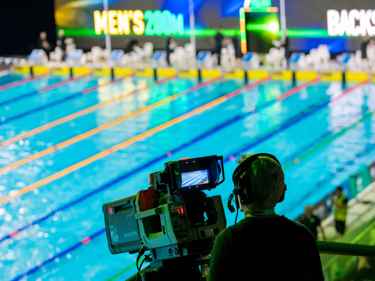 Media inside Brisbane Aquatic Centre