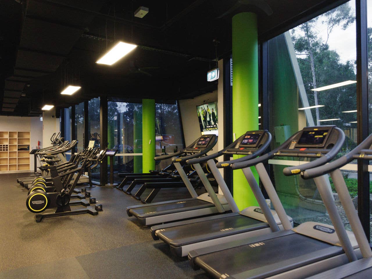 A row of treadmills in the cardio floor section of Pace at Sleeman