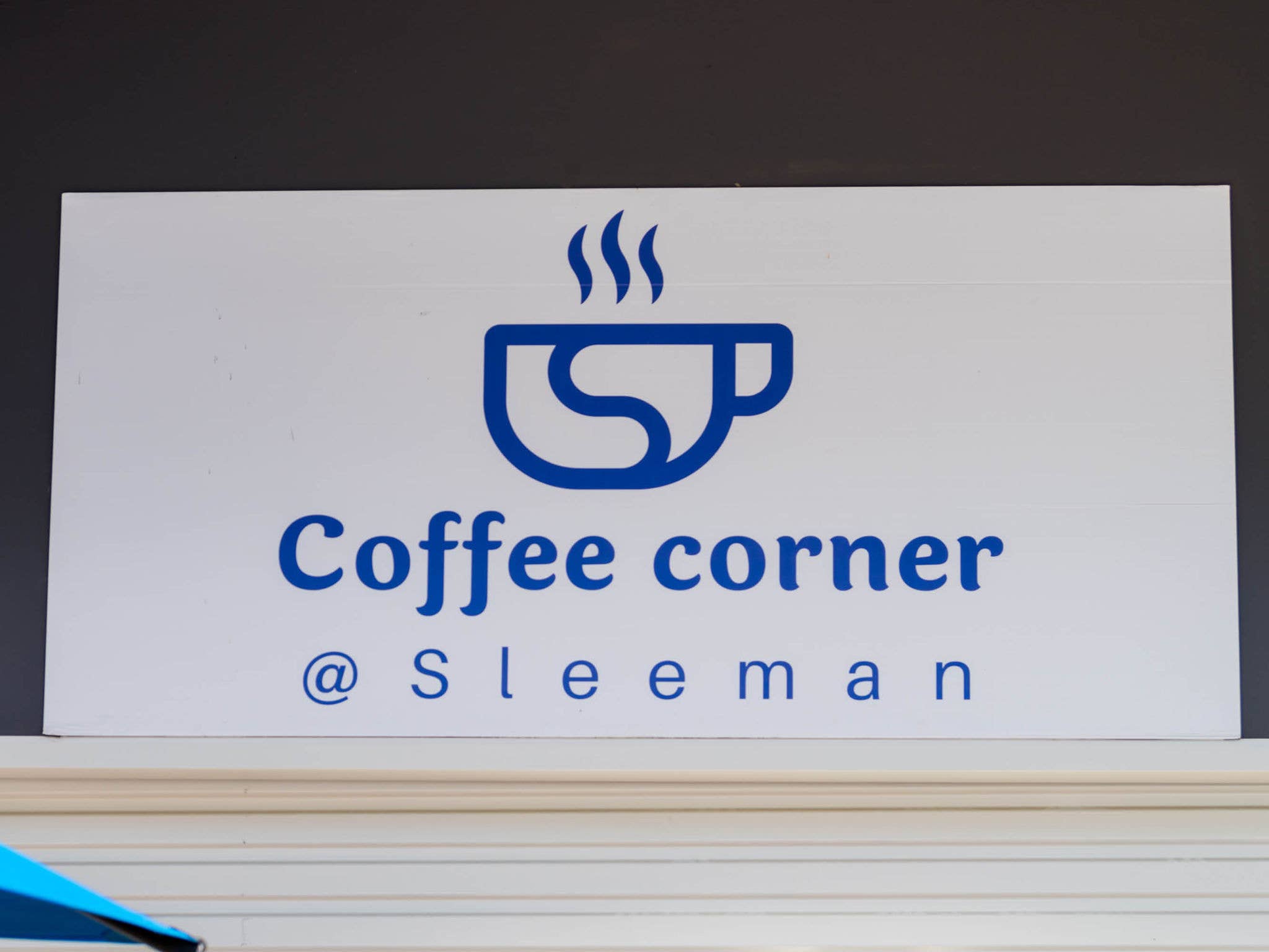 The sign for Coffee Corner at Sleeman Sports Complex