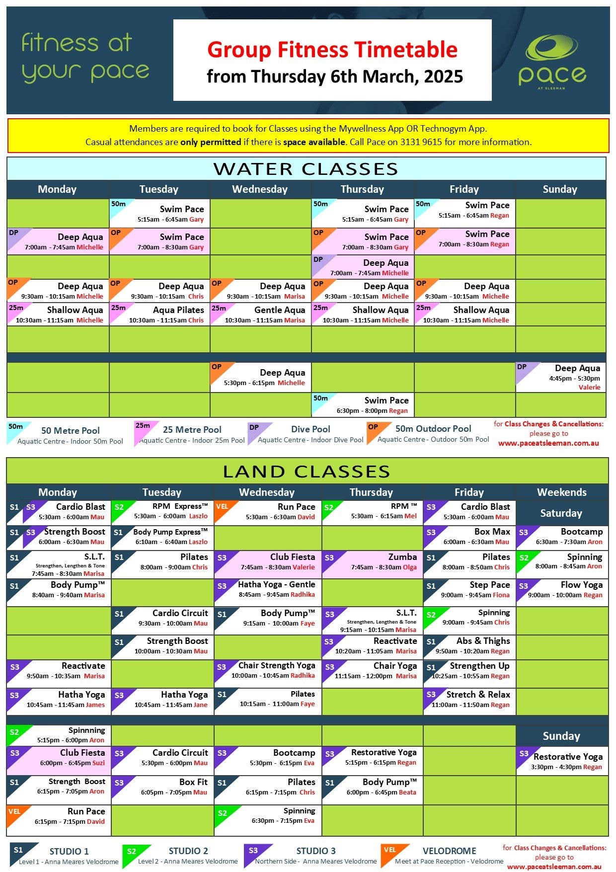 Pace Timetable as at Thu 6th March