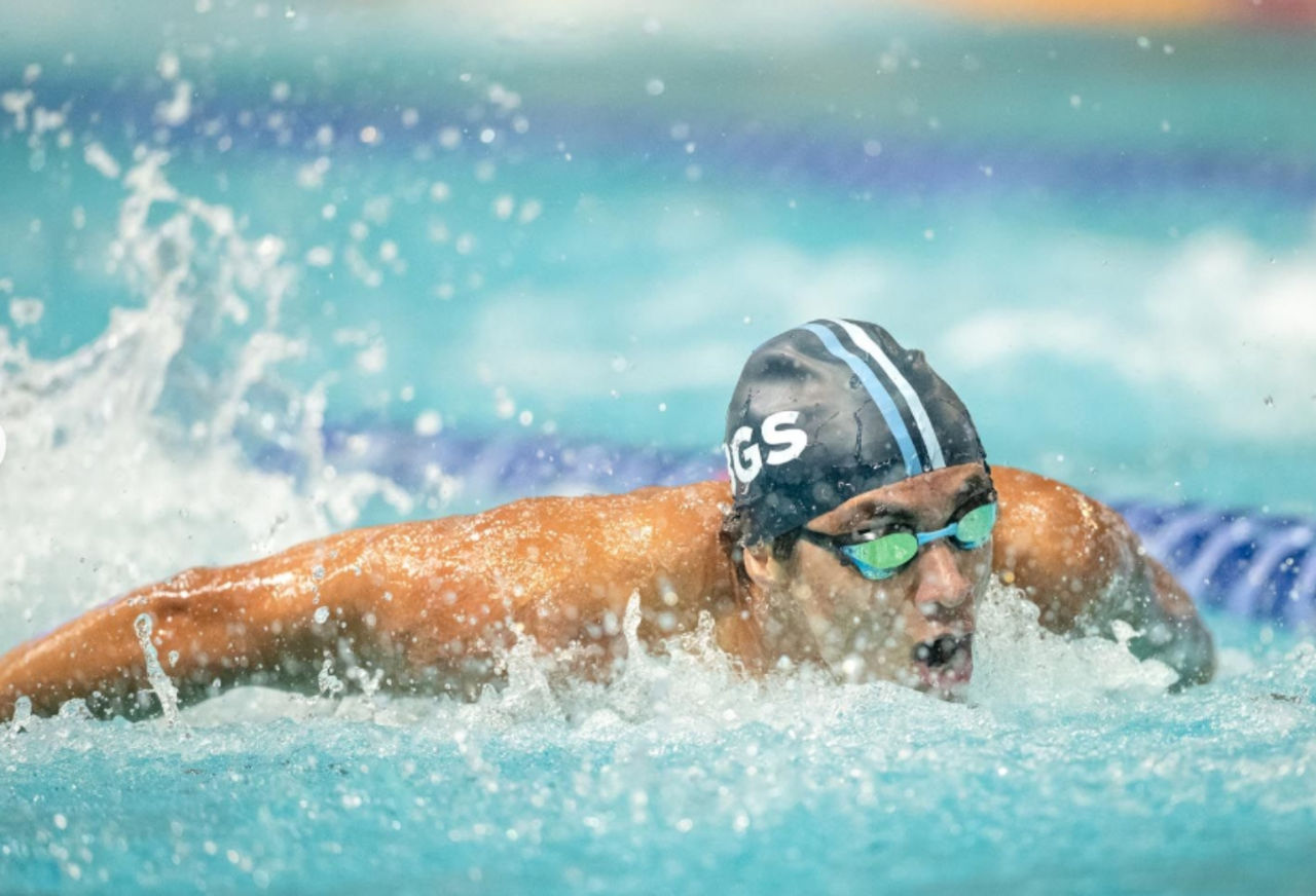 Male swimming butterfly